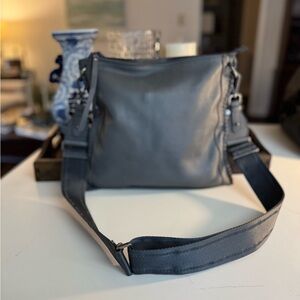Leather Crossbody Bag in Navy - Women Bags